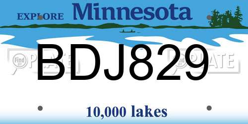 BDJ829 Minnesota License Plate