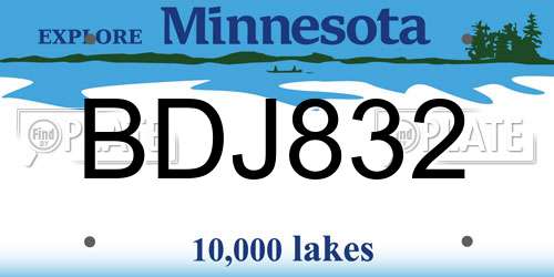 BDJ832 Minnesota License Plate