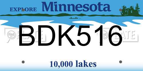 BDK516 Minnesota License Plate
