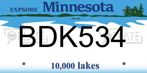 BDK534 Minnesota License Plate