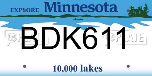 BDK611 Minnesota License Plate