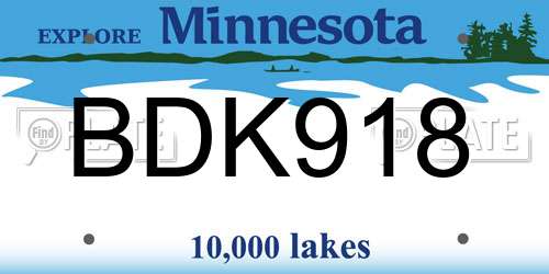 BDK918 Minnesota License Plate