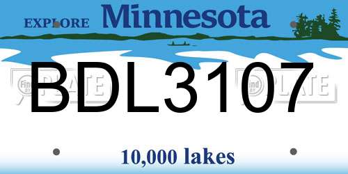 BDL3107 Minnesota License Plate