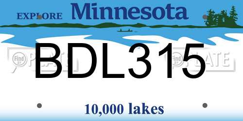 BDL315 Minnesota License Plate