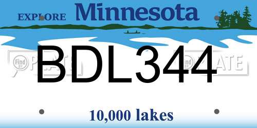 BDL344 Minnesota License Plate