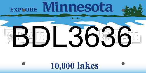 BDL3636 Minnesota License Plate