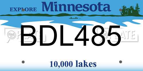 BDL485 Minnesota License Plate