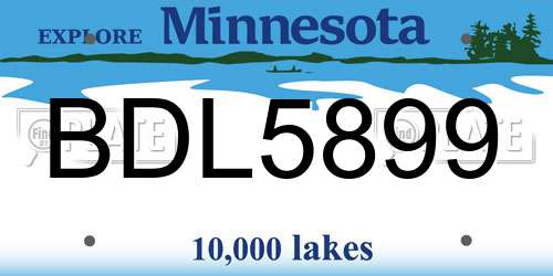 BDL5899 Minnesota License Plate