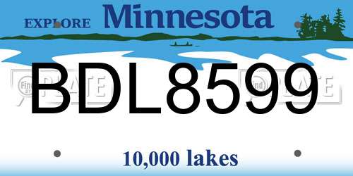 BDL8599 Minnesota License Plate