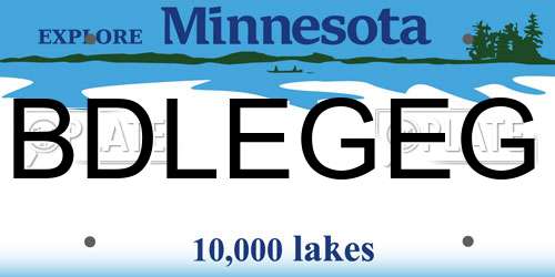 BDLEGEG Minnesota License Plate