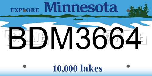 BDM3664 Minnesota License Plate
