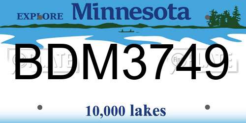 BDM3749 Minnesota License Plate