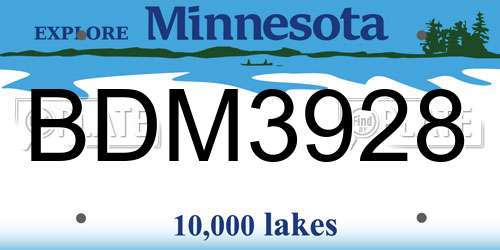 BDM3928 Minnesota License Plate