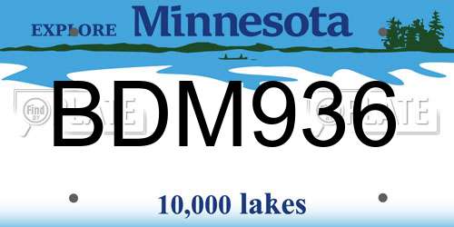 BDM936 Minnesota License Plate