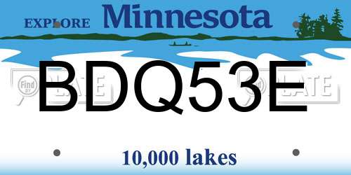 BDQ53E Minnesota License Plate