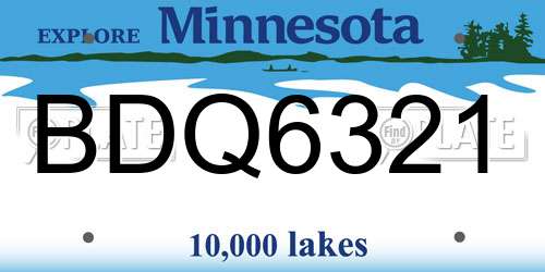 BDQ6321 Minnesota License Plate