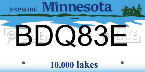 BDQ83E Minnesota License Plate