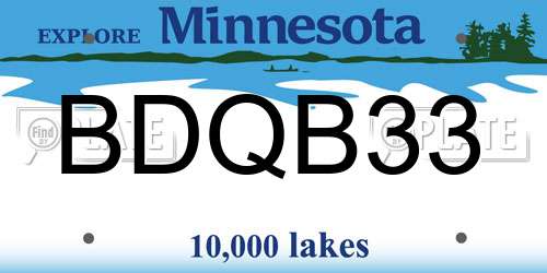 BDQB33 Minnesota License Plate