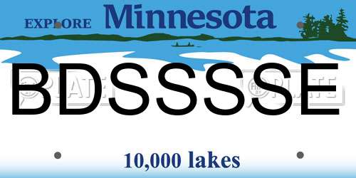 BDSSSSE Minnesota License Plate