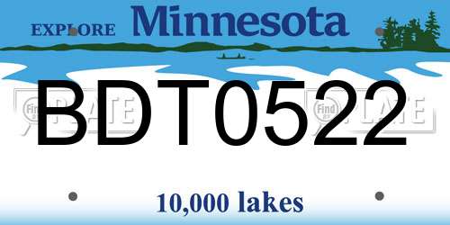 BDT0522 Minnesota License Plate