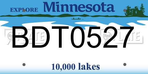 BDT0527 Minnesota License Plate