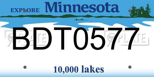 BDT0577 Minnesota License Plate