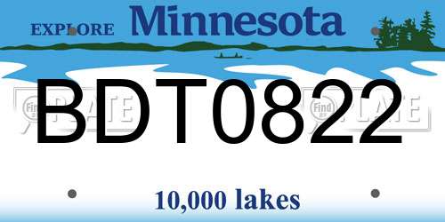 BDT0822 Minnesota License Plate