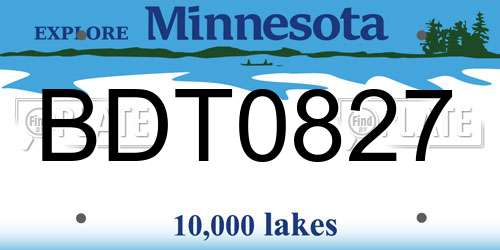 BDT0827 Minnesota License Plate