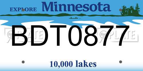 BDT0877 Minnesota License Plate
