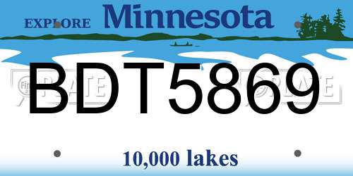 BDT5869 Minnesota License Plate