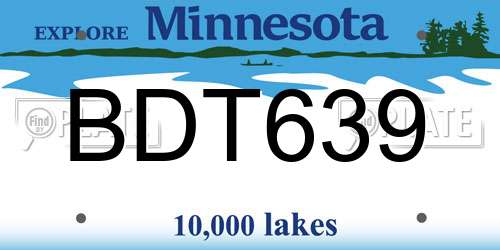 BDT639 license plate in MN state