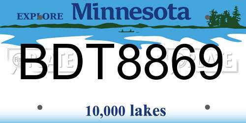 BDT8869 Minnesota License Plate