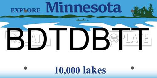 BDTDBTT Minnesota License Plate