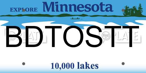 BDTOSTT Minnesota License Plate