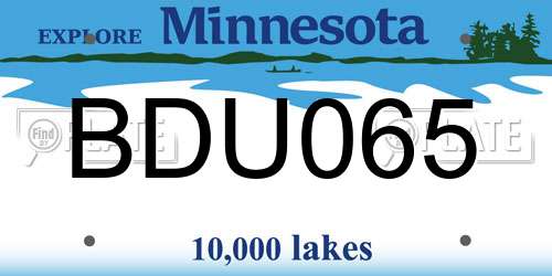 BDU065 Minnesota License Plate