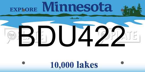BDU422 Minnesota License Plate