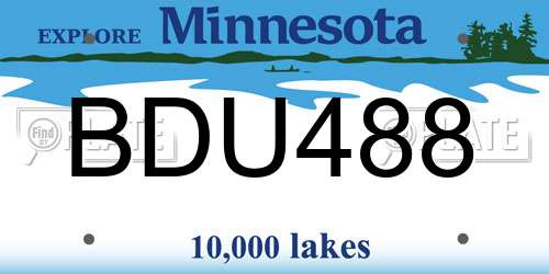 BDU488 Minnesota License Plate