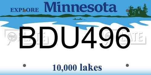 BDU496 Minnesota License Plate