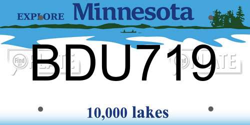 BDU719 Minnesota License Plate