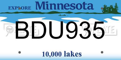 BDU935 Minnesota License Plate