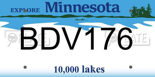BDV176 Minnesota License Plate