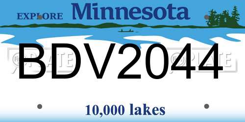 BDV2044 Minnesota License Plate