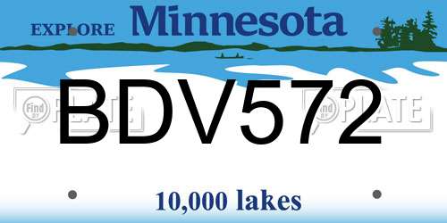 BDV572 Minnesota License Plate