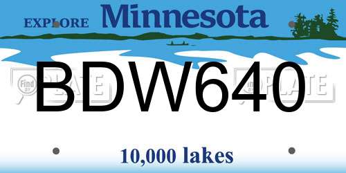 BDW640 Minnesota License Plate