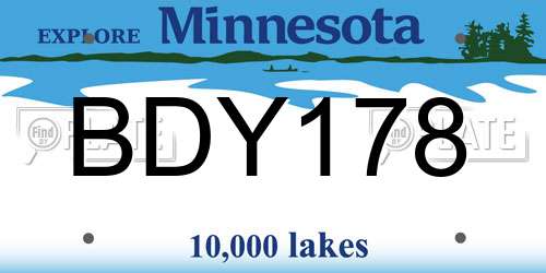 BDY178 Minnesota License Plate