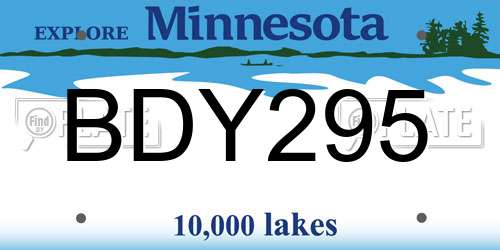 BDY295 Minnesota License Plate
