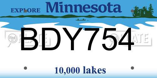 BDY754 Minnesota License Plate