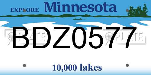 BDZ0577 Minnesota License Plate