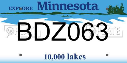 BDZ063 Minnesota License Plate