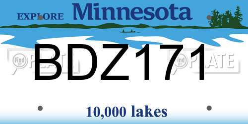 BDZ171 Minnesota License Plate